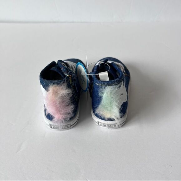 Carters Girls Bette Denim High Top Unicorn Sneakers Size 4 Toddler - Picture 3 of 8